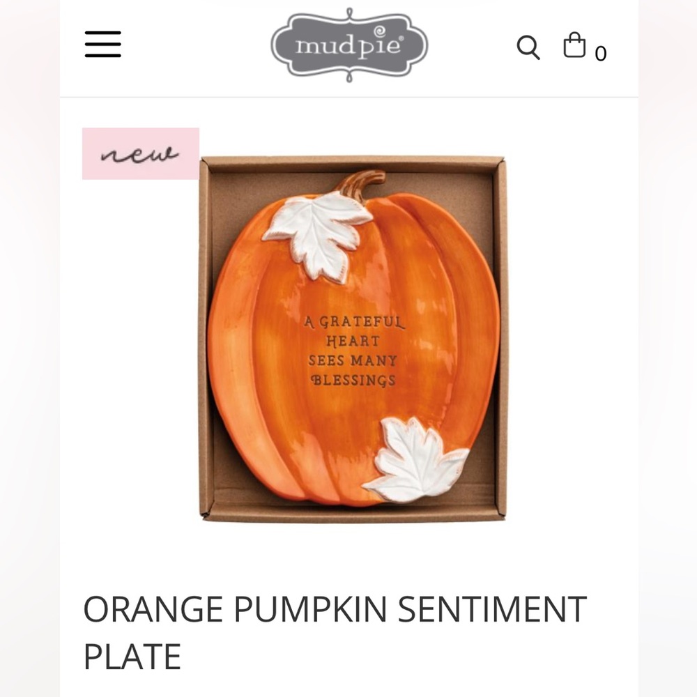 Mud Pie Orange Sentiment Plate Item#415300050
